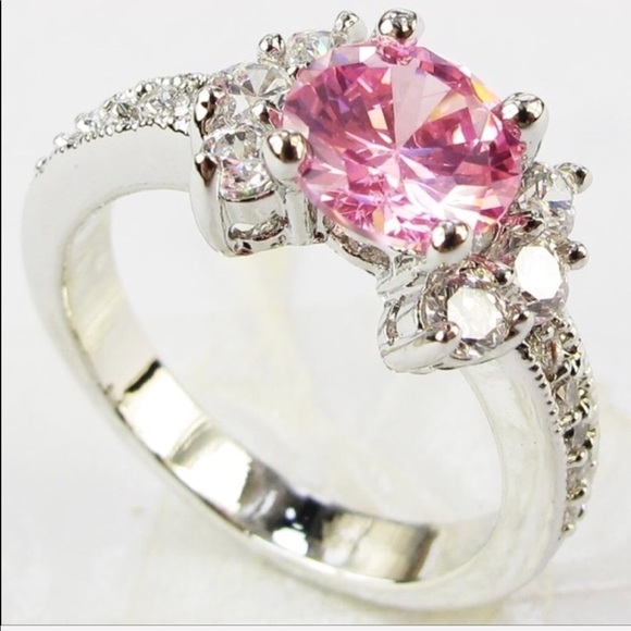 🌸New❤️❤️Princess Cut 3CT Pink Sapphire Ring🌸 - Picture 2 of 4